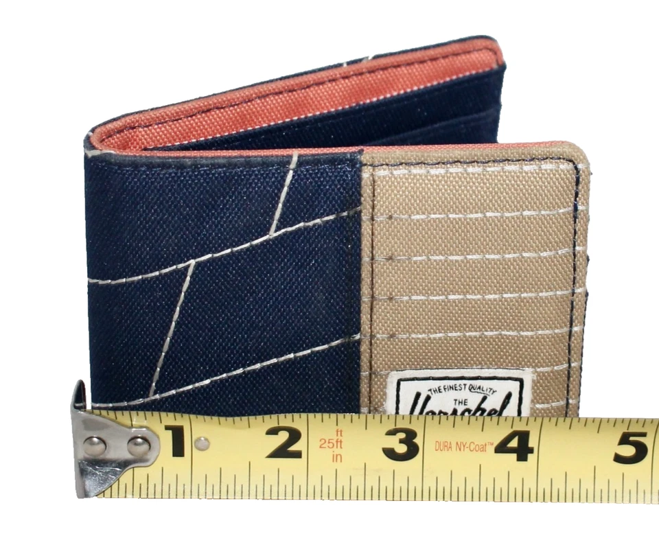 Cartera plegable HERSCHEL SUPPLY Co. Roy azul marino tostado lona costuras en contraste Foto 2 de 4