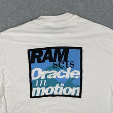 Vtg Hanes Beefy-T XL White Shirt Ram Mobile Data Oracle Computers 90s USA Made