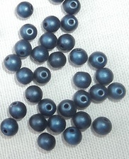 Czech Pressed Glass Druk Opaque Satin Dark Blue 4mm Round Beads - 100 
