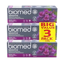 3X 100G BIOMED SENSITIVE NATURAL VEGAN TOOTHP...
