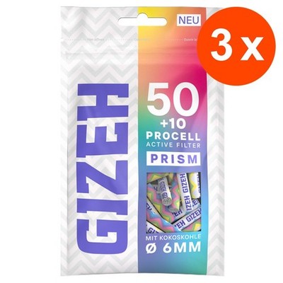 GIZEH ProCell Active Filter PRISM 3 x 60 Aktivkohle 6mm | 180 Joint Drehfilter
