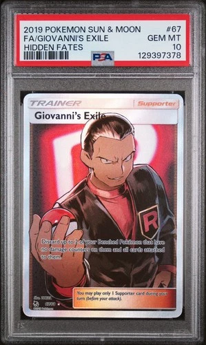 Pokémon TCG Giovanni's Exile Hidden Fates Holo Card 67/68 PSA 10