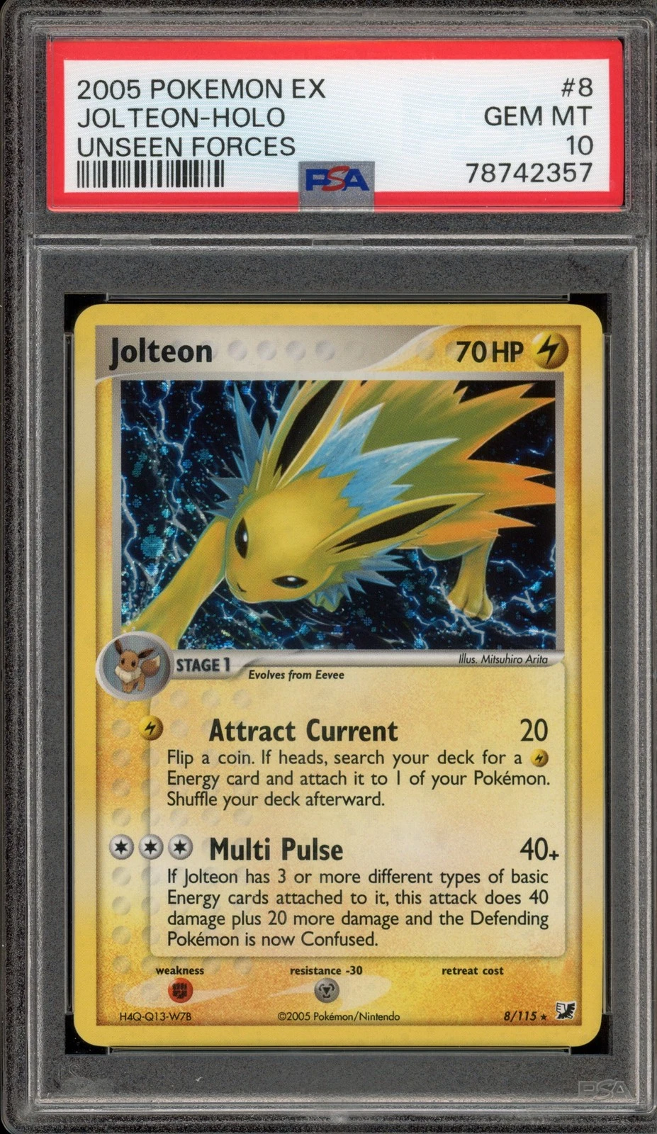 Pokemon Jolteon EX Unseen Forces Holo Rare #8 PSA 10 Gem Mint