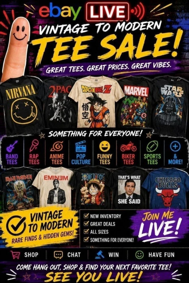 Random Tees Vintage Modern Band Sports Anime S - 3XL with King