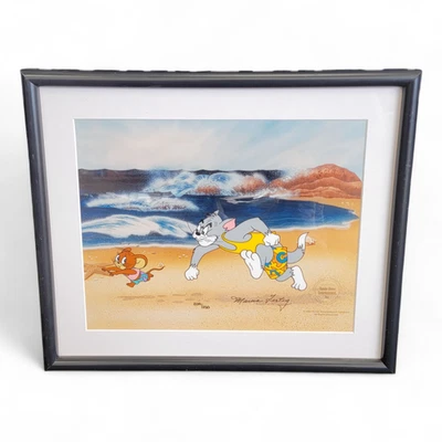 Tom & Jerry Marcia Fertig Beach Framed Animation Cel 209/250 - 16"x13.5" w/ LOA - Image 1 of 4