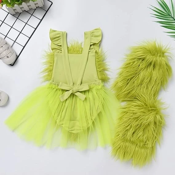 Newborn Baby Girls Grinch Christmas Costume - Image 3 of 4