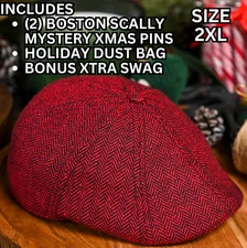 🎄Boston Scally Co.🎅- HOLIDAY RED HERRINGBONE - 2XL w/ (2) MYSTERY XMAS PINS!