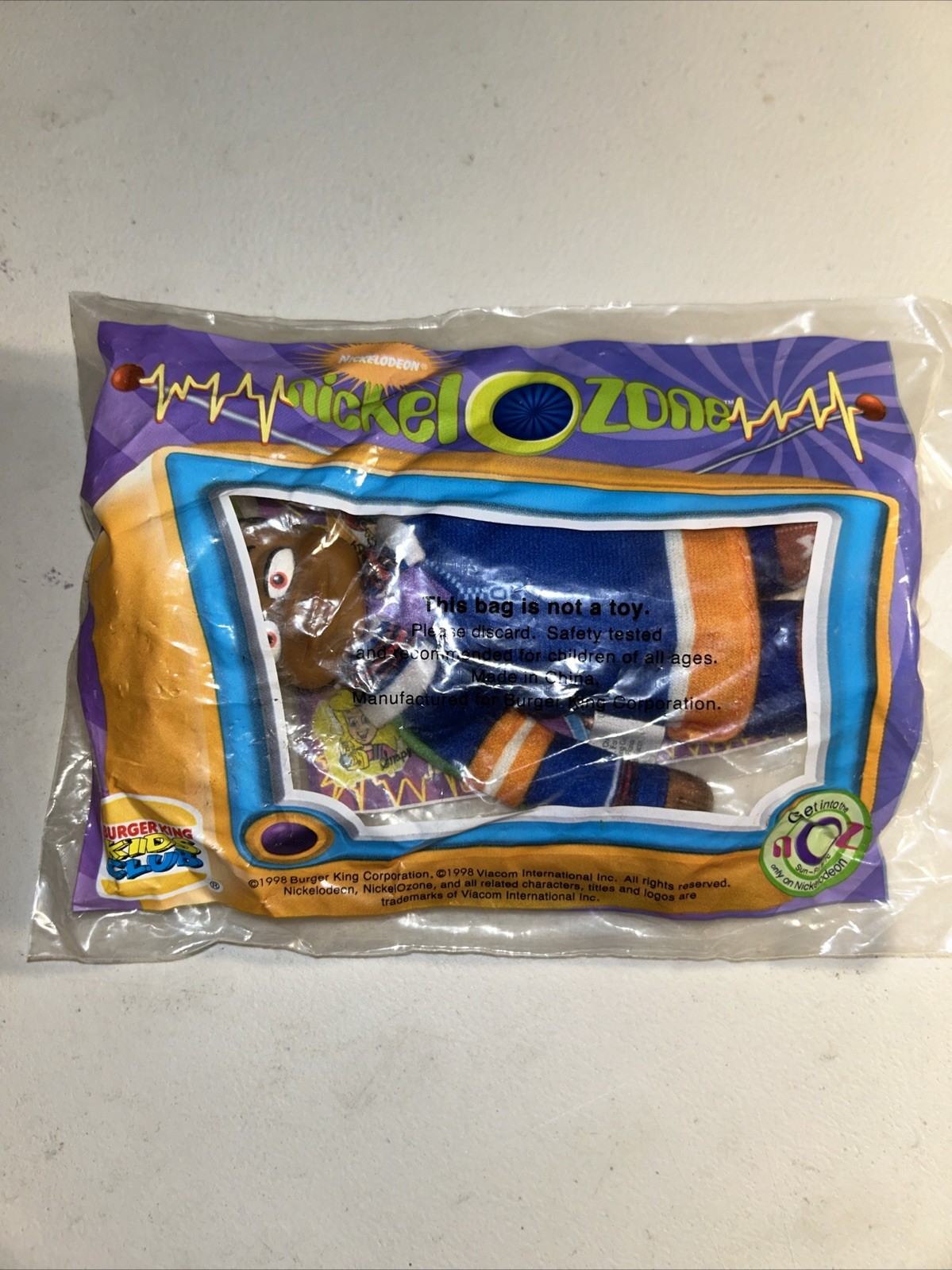 Vintage 1998 Burger King Nickelozone Cousin Skeeter Plush Toy Sealed Kids Meal