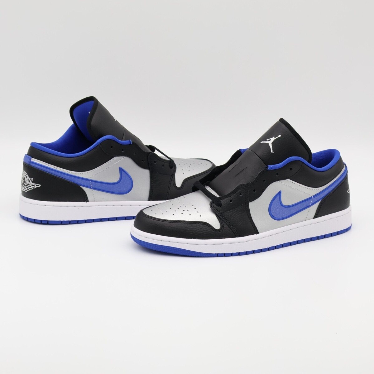 553558-007 Nike Air Jordan 1 Low Black Game Royal Metallic