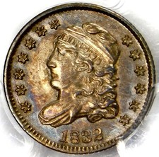 Pcgs Pcgs Au53 1832 Capped Bust Half Dime Lm7 Pcgs Pcgs Au53 1832 Capped Bust Half Dime Lm7