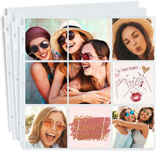 4X4 Photo Album Sleeves 25 Pack , Fits 12X12 3-Ring Album Binder, 12 X 12 Scrap