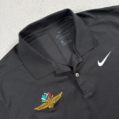 Nike Dri-Fit Victory Polo Shirt Mens Large Black Standard Fit Golf Logo IMS
