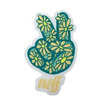 NEFF Peace Sign 4” Sticker Blue Flowers Skateboard/Bottle/Computer Decal