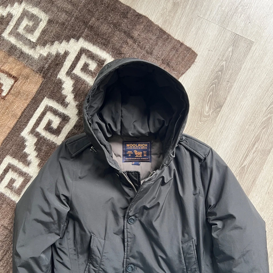 Woolrich John Rich & Bros Men’s Polar Parka Black Down Filled Size M - Image 2 of 4