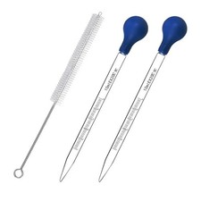 2Pcs Clear Glass Graduated Pipette with 1Pc Cleaning Brush Measuring Dropping Pi