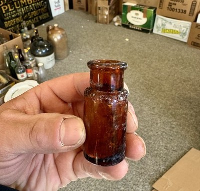 Caf-Fee-No For Headache Blown Amber Medicine Bottle Baltimore MD Bromo Knockoff