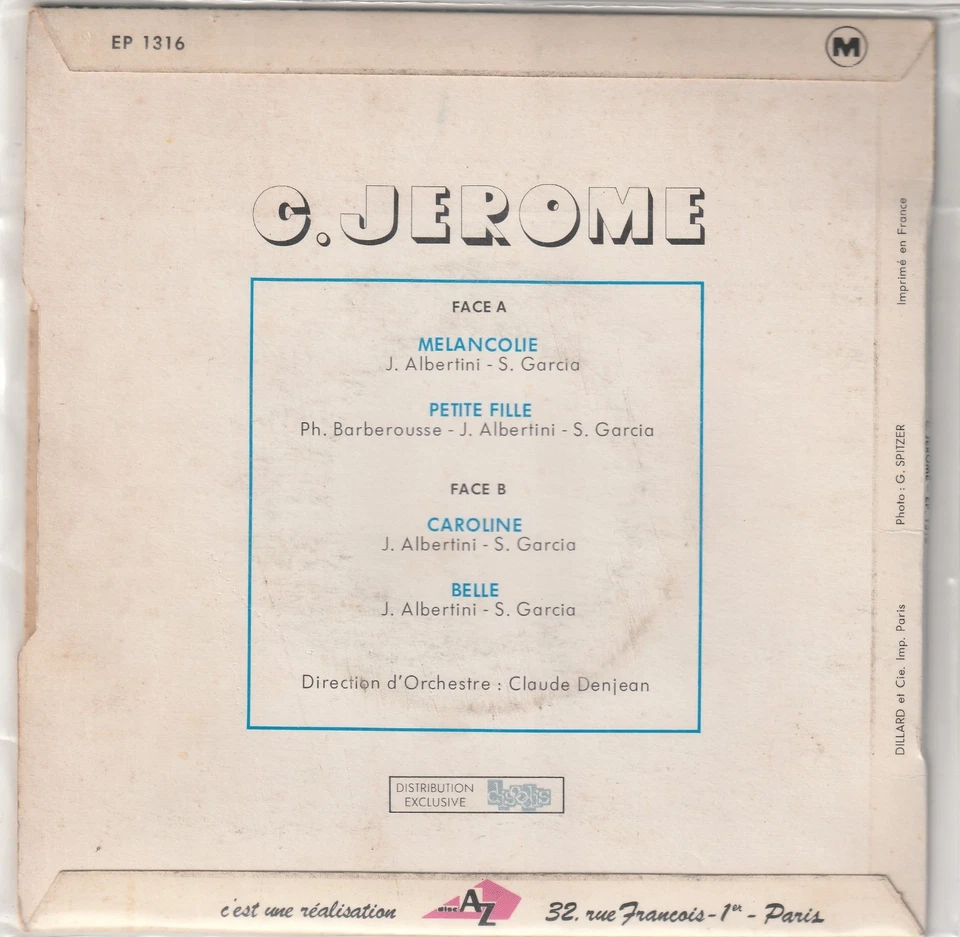 45 tours ep C. JEROME " Mélancolie " + 3 - Photo 2/2