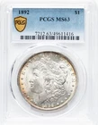 1892 MORGAN SILVER DOLLAR PCGS MS63