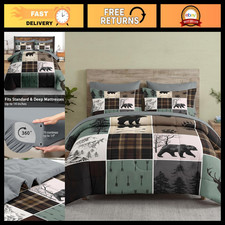 Wildlife Hunting Queen Comforter Set with Sheets, 7-Piece Bedding Ensemble