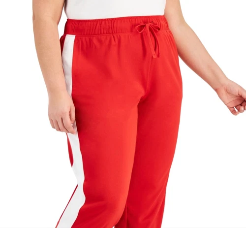 ID Ideology Women's Plus Racing Stripe Joggers Red Size TBD - Picture 2 of 3