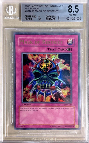 Yu-Gi-Oh! 2003 LON-E018 Mask of Restrict Ultra Rare BGS 8.5 not PSA (Jinzo)