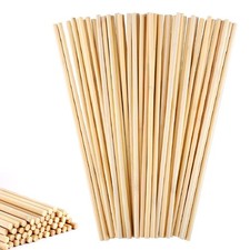 50Pcs Wooden Dowels 1/4 x 12 Inch Dowel Rods Craft Sticks Wood for Crafts
