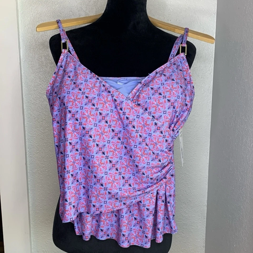 Nuevo Traje de Baño Tankini Geométrico Liz Claiborne Top Talla 12 Foto 2 de 4