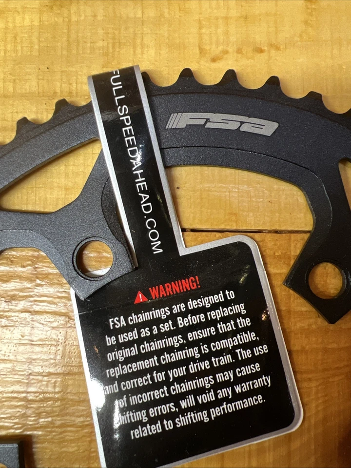 Full Speed Ahead Pro Road Chainring 50T 110mm Aluminum N10/11 Black 371-0250F - Image 2 of 4