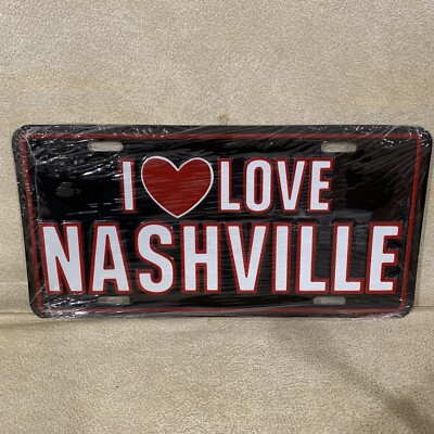 License Plate 'I  3 love Nashville' Blue/Red/White