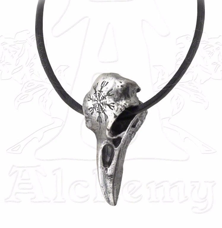 Alquimia Gótico Casco de Pavor Ravenskull Odín Colgante Cuero Cuervo Calavera P687 Nuevo con Etiquetas Foto 2 de 4