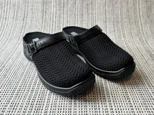 Drew Savannah Womens 6M Black Wavy Leather Classic Clog Swivel Buckle Strap