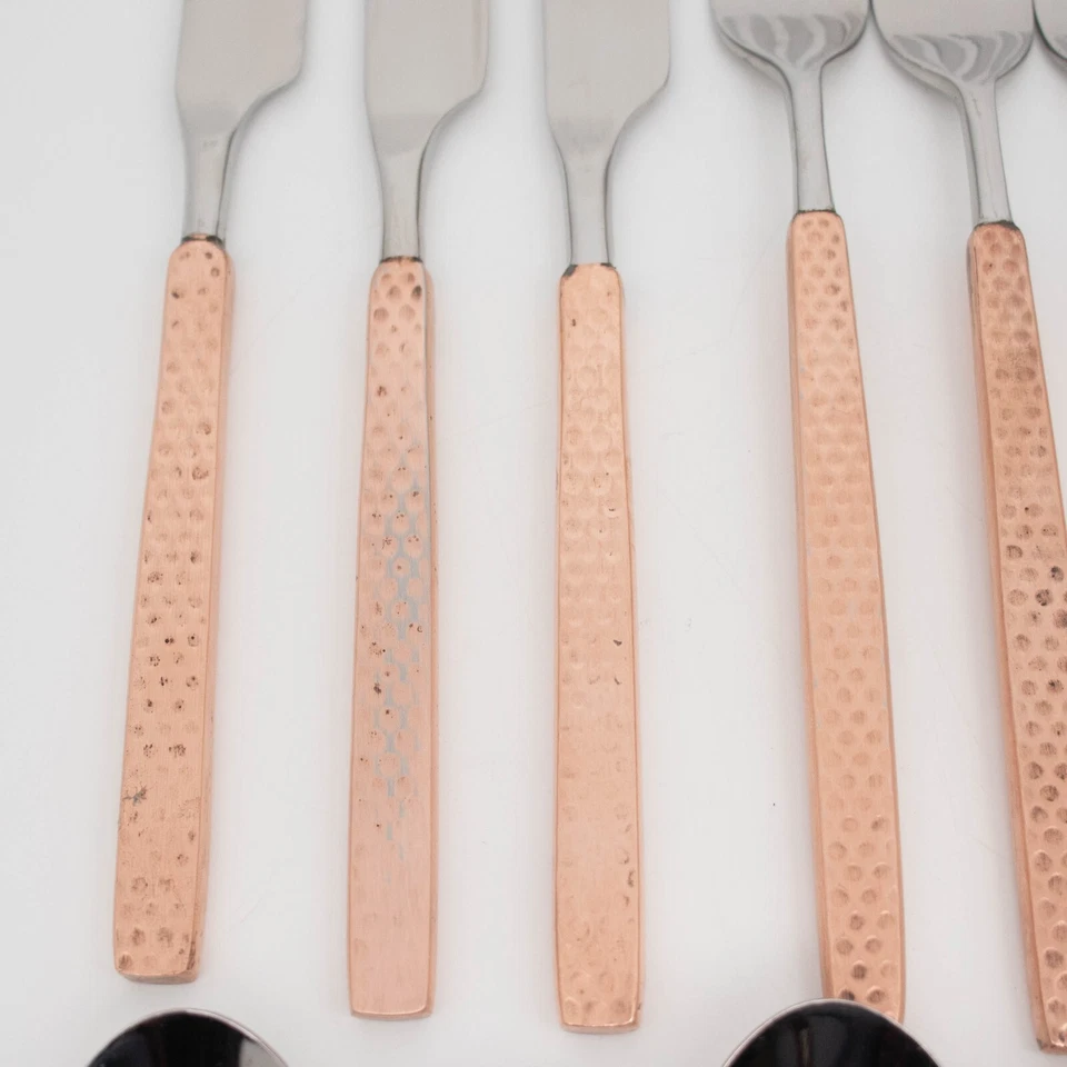 (18) Cuchillos Tenedores Cuchillos Mango Cobre Cuchillos Cucharas Cubiertos de Acero Inoxidable Towle Lawton Foto 4 de 4