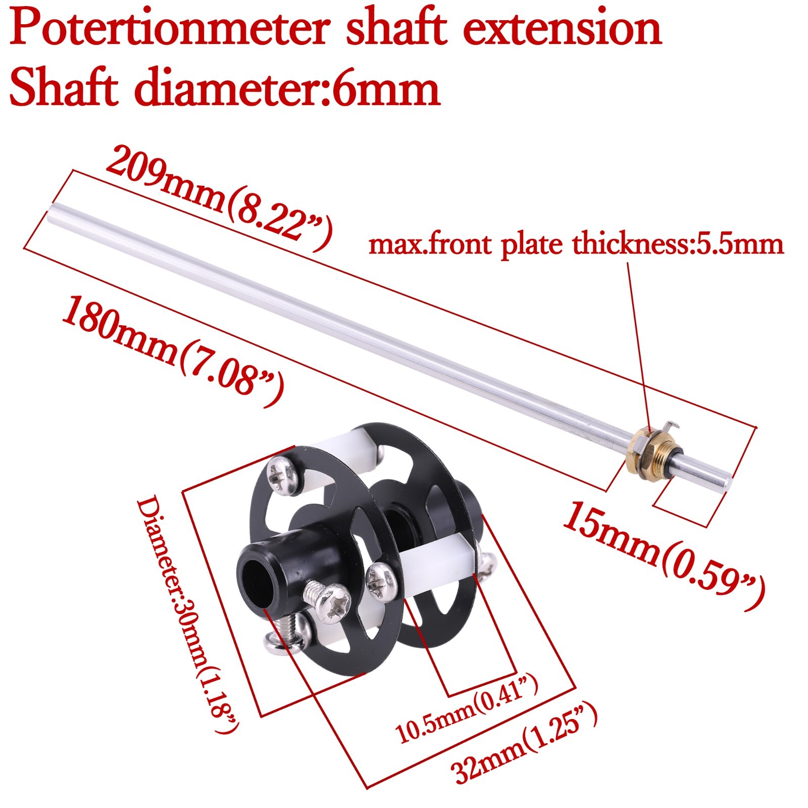 6mm Potentiometer Shaft Extender Aluminum Attenuator Shaft Extension