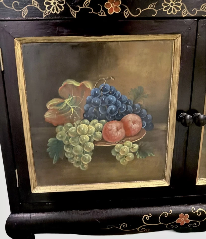 VTG Fleur De Lis French Country Wine Cabinet Sideboard Buffet Cabinet Dining - Image 4 of 4