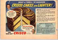 1941 Print Ad Crisco Cakes are Lighter Sure MIx Recipe Orange 'N Chocolate Cake