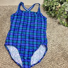 Vintage Plaid Retro Jantzen One Piece Playsuit Bathing Swimsuit Size 22 New