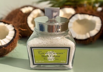 New CRU DE PROVENCE 11.18 oz GLASS JAR OF COCONUT LIME BATH CAVIAR