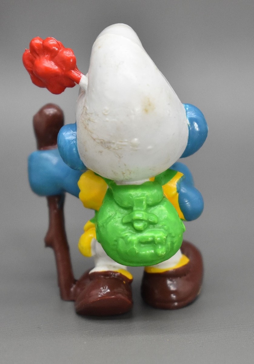 Smurfs Hiker Smurf With Red Flower Vintage PVC Figure Peyo