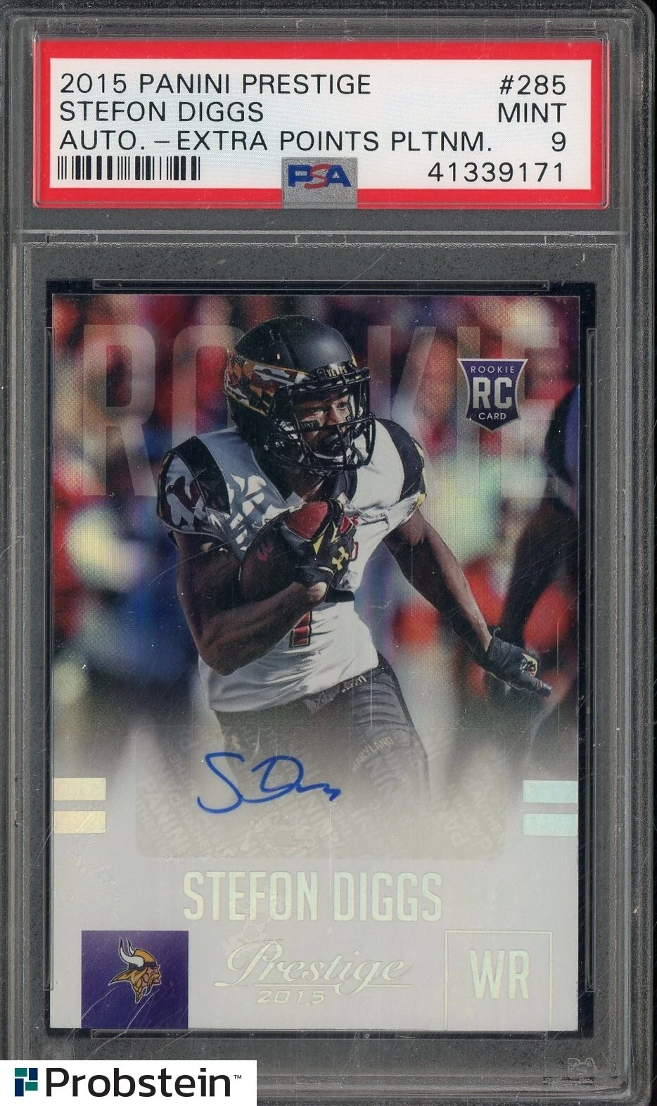 Stefon Diggs Panini Prestige #285 Autograph-Extra Points Platinum