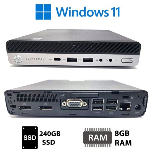 HP ELITEDESK 800 G3 Intel Core i3-6th Gen, Desktop PC 8GB RAM 240GB SSD WIN 11 - Picture 1 of 5