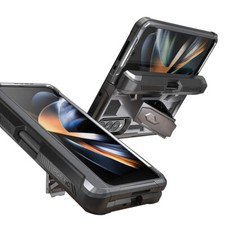 20 PCS For Galaxy Z Fold 4 Case Shockproof Cover with S Pen Holder Gun Metal