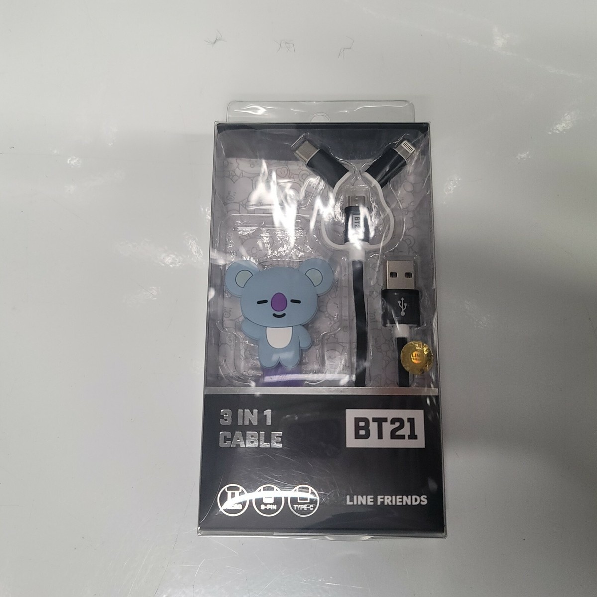 BT21 Official BTS Product Multi Charge 3 in 1 Cable_8PIN, TYPE-C 