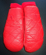 Vintage Hotfingers Japan Ladies Leather Red Mittens Size-M