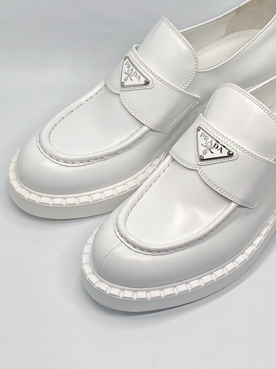 Prada Spazzolato Logo Platform Leather Loafers size 40  display picture 2
