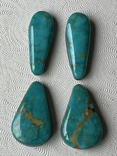4 Kingman Matched Turquoise Cabochons 28cts Arizona American Cab Hand Cut R63