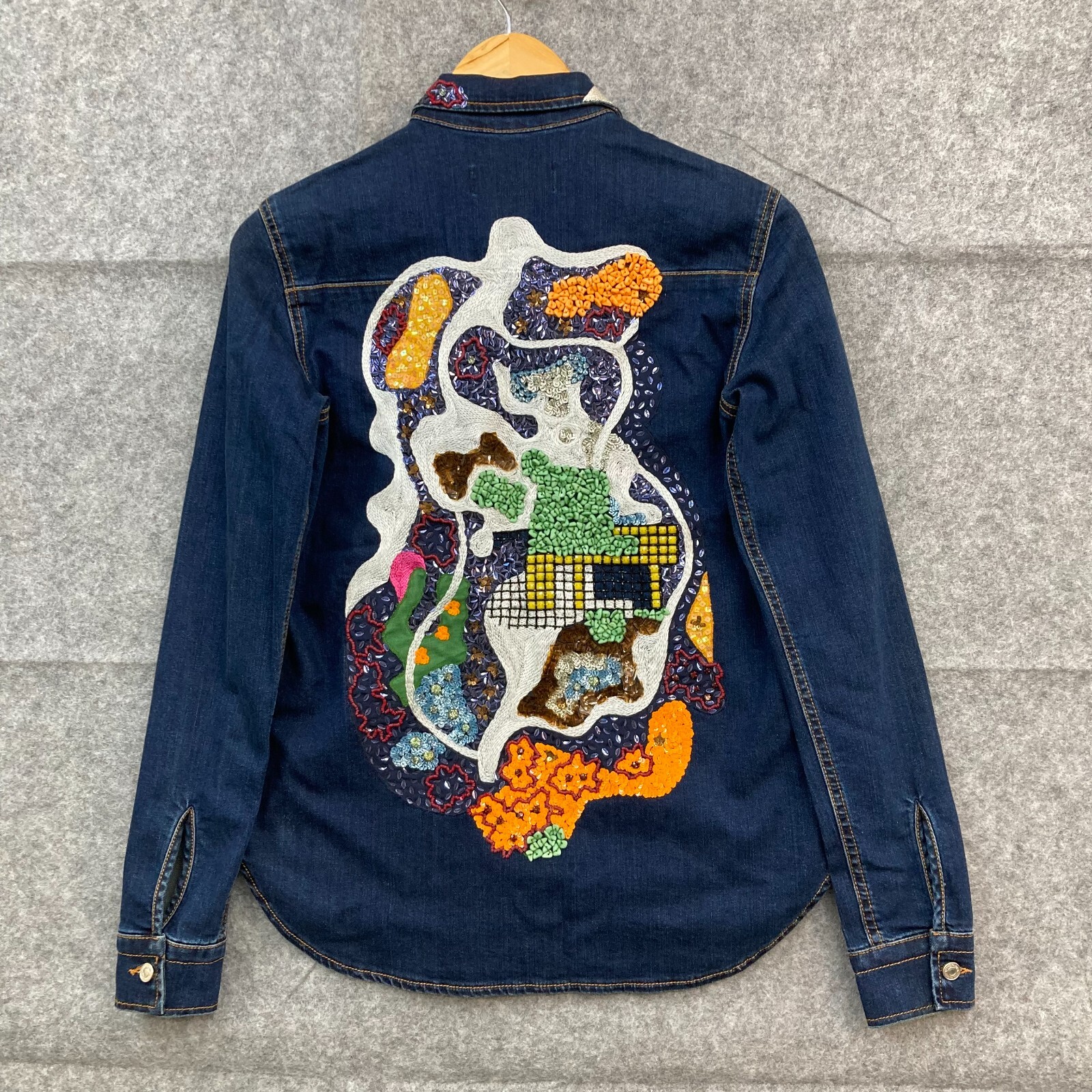 MSGM Jacket Womens 40 Blue Sequin Embroidered Det… - image 1