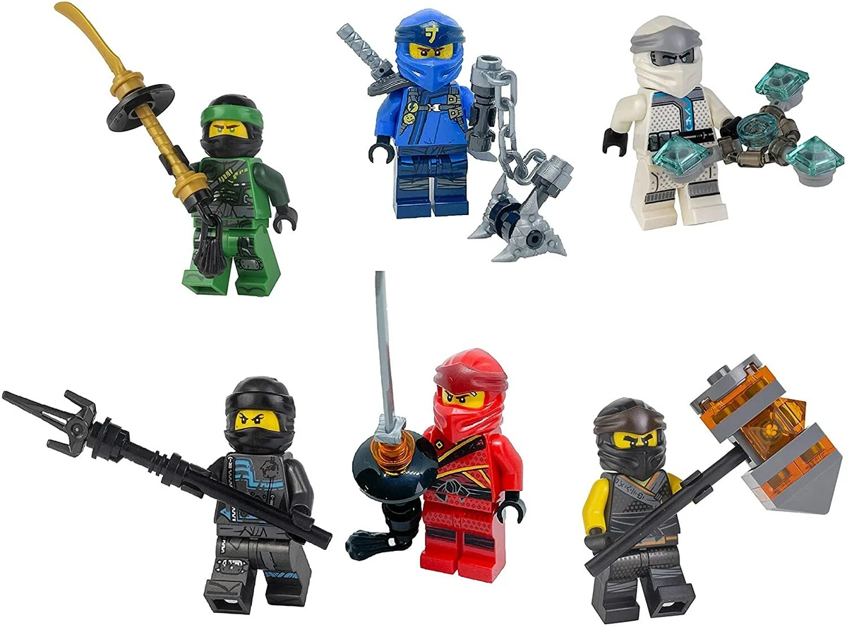 Lego Ninjago Lot Set of 6 Ninja Minifigures(Lloyd, Cole, Jay, NYA, Zane and  Kai)