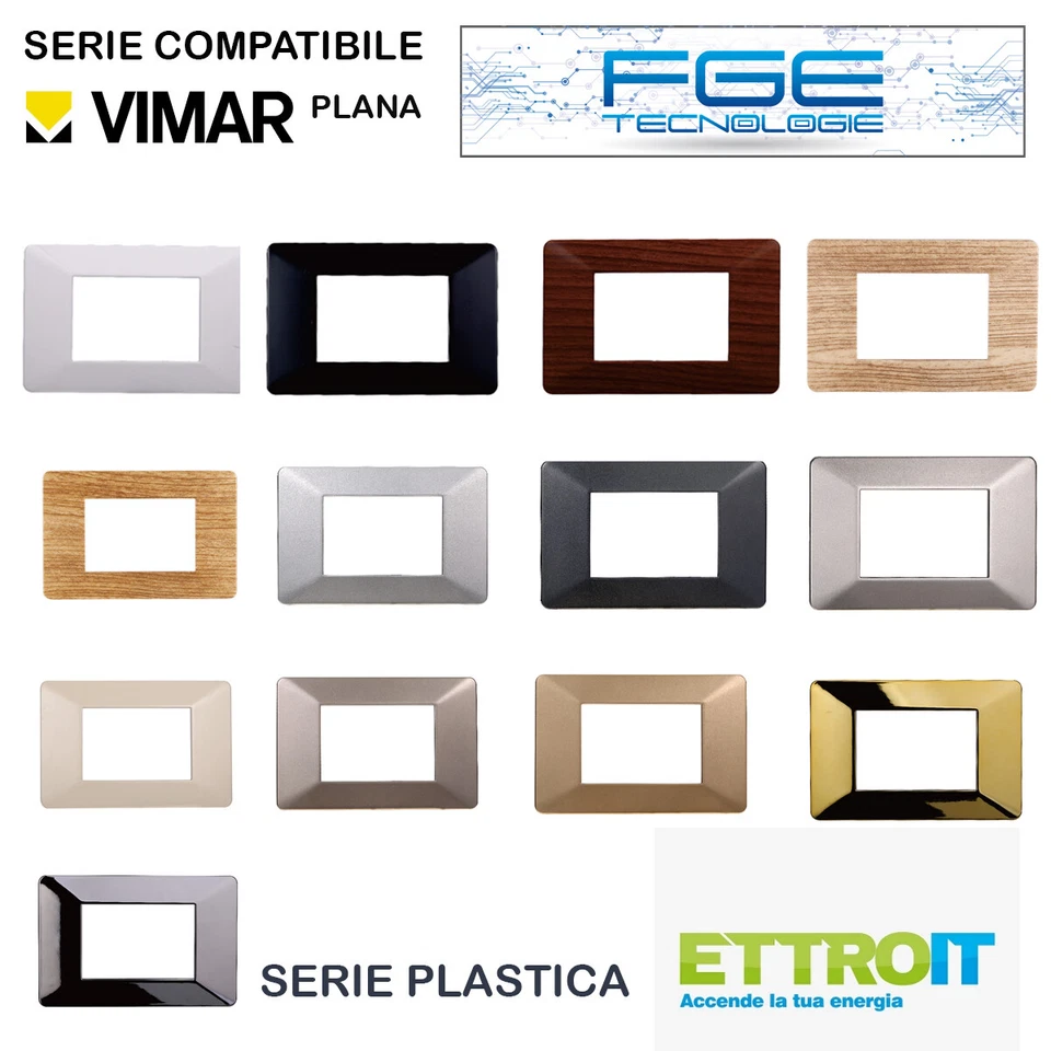 PLACCHE PLASTICA COMPATIBILI VIMAR PLANA PLACCA 2 3 4 7 POSTI