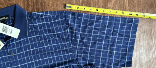 Polo Arnold Palmer uomo grande blu a quadri abbigliamento sportivo con bottoni - Foto 5 di 6