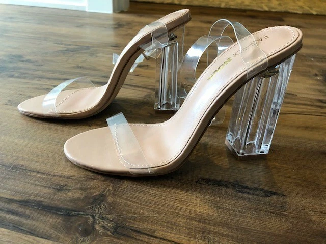 Fashion Nova “The Glass Slipper” Rose Gold Transparent Heel Size 5.5 clear  pumps